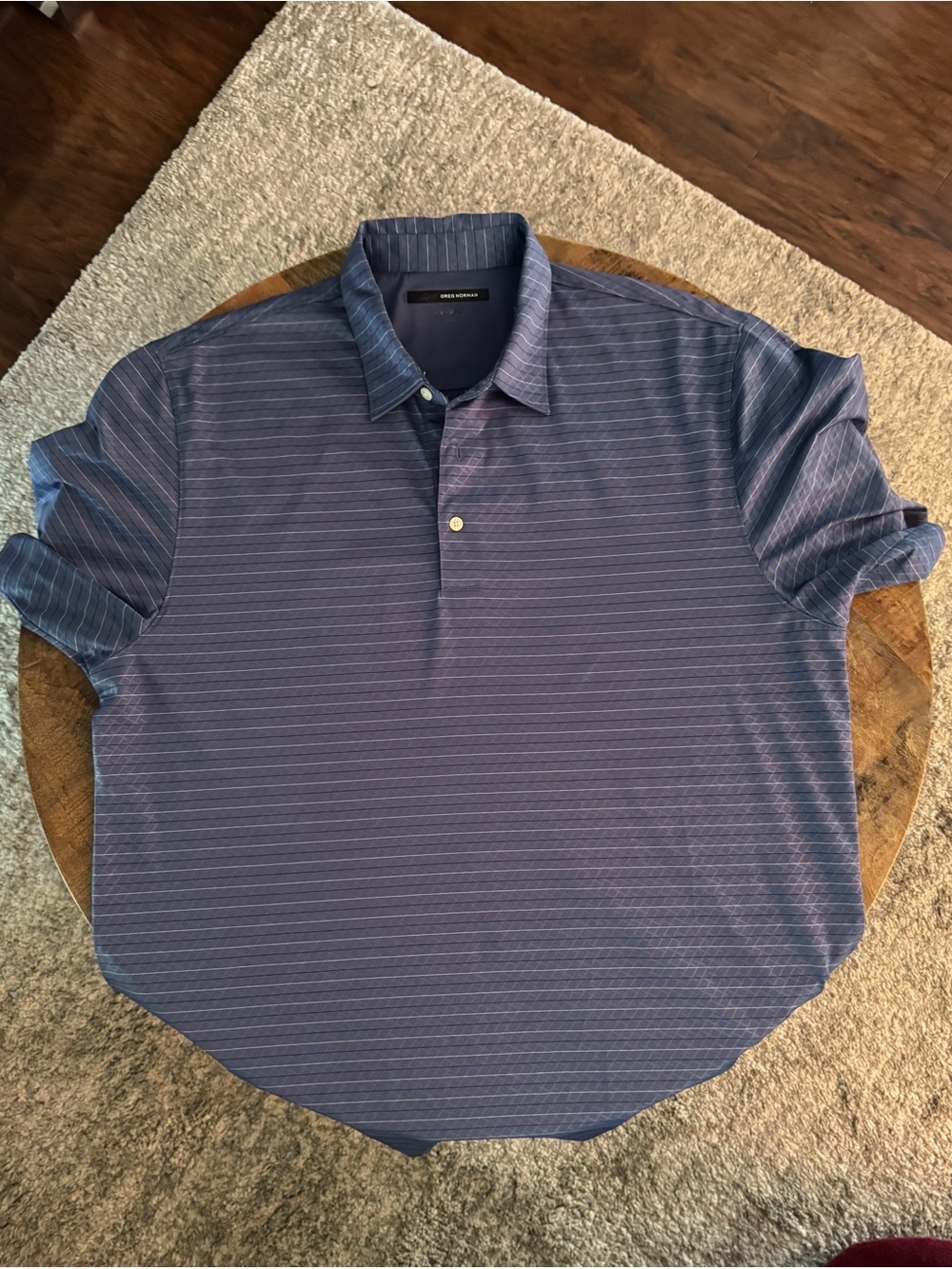 Greg Norman Collection Navy Blue Striped Polo Shirt